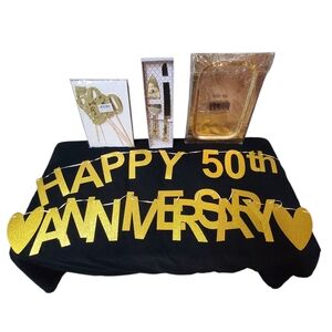 50th Anniversary Party Supplies Gold Set